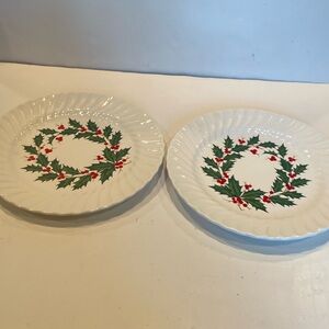 Set of 2 Vintage Taylor Smith Holly Berry Dinner  Plates